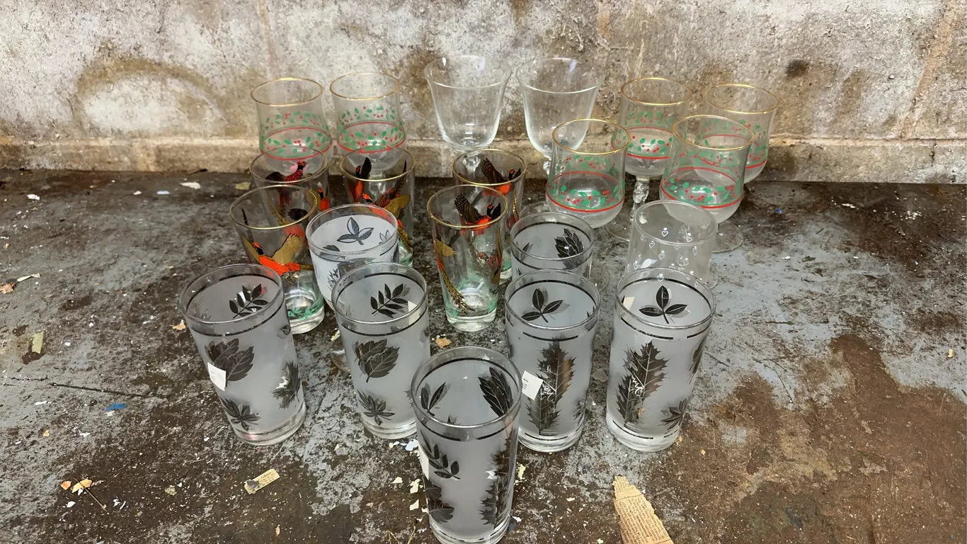 Silver leaf pattern glasses & more