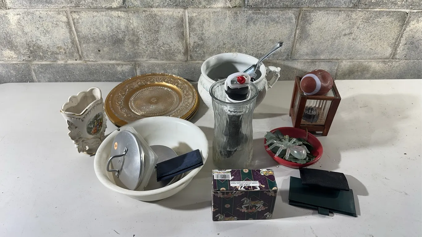 Assorted trays, pot & more