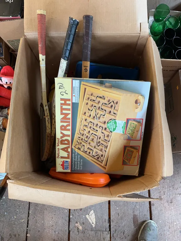 Large lot of dolls, children�s toys & labyrinth game