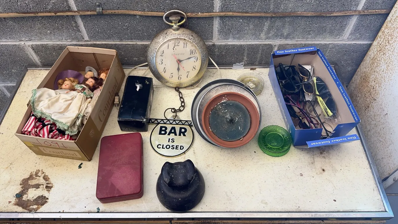 Dolls, clock, insulator & more