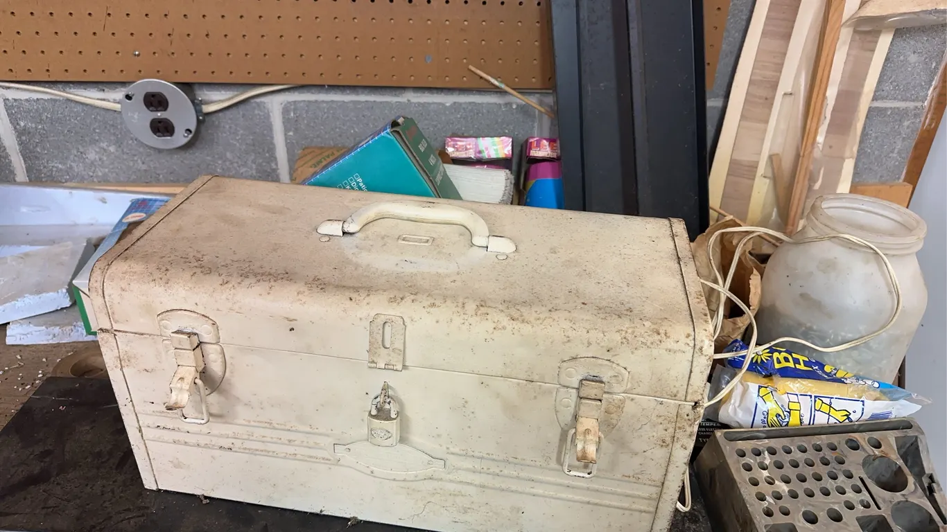 Lot of hardware and tools including open end wrenches, screws, keys & more