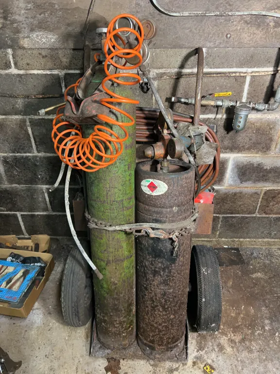 Vintage Oxy-Acetylene Welding & Cutting Kit On Cart