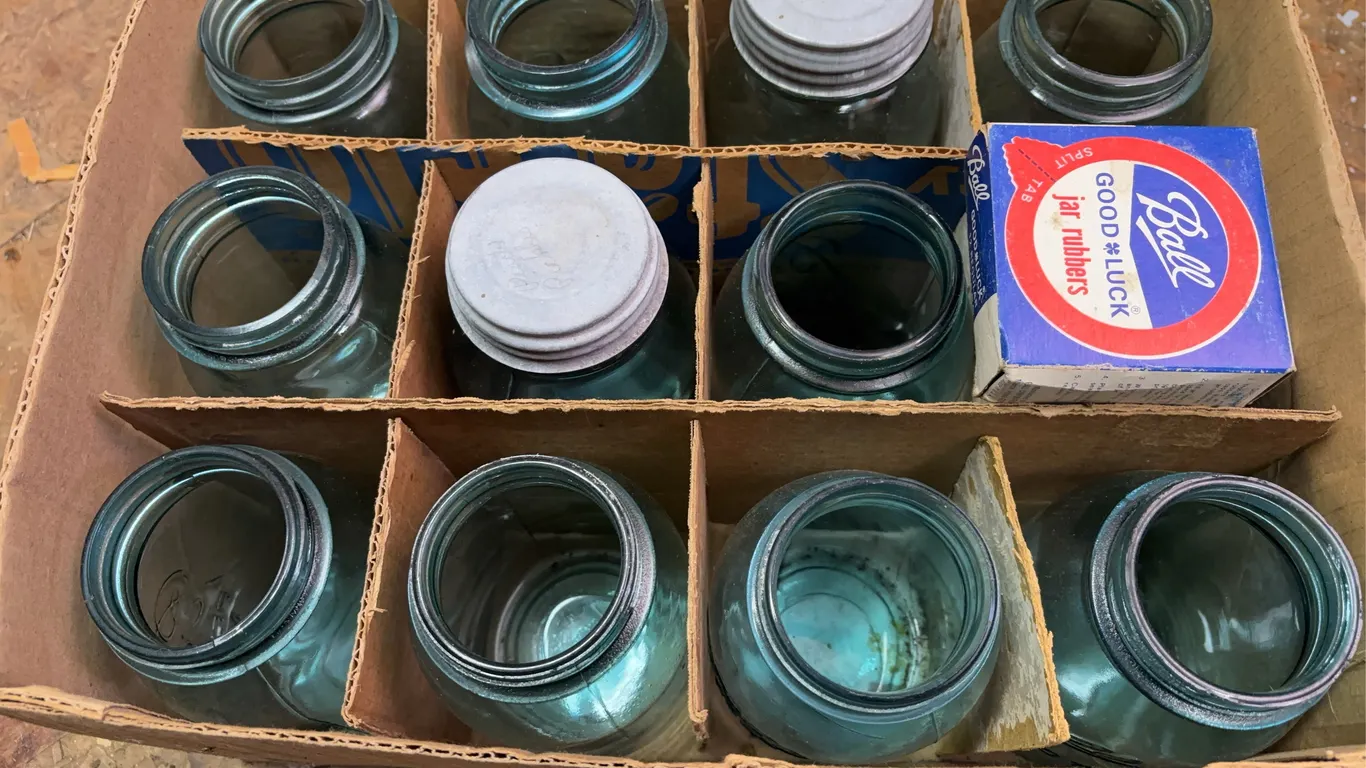 Blue quart jars
