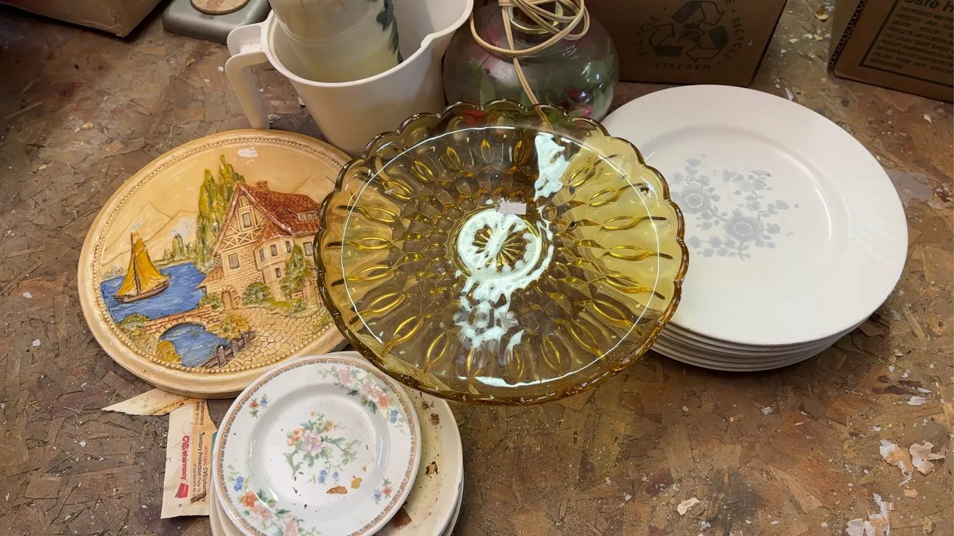 Assorted dishes, glassware & more