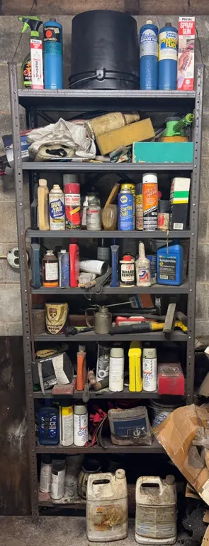 Metal shelf and contents