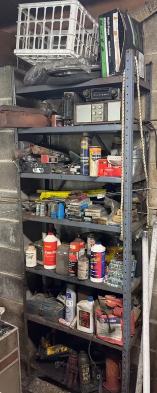 Metal shelf and contents