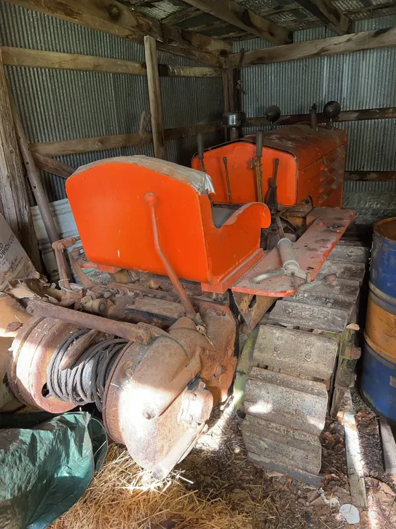 Vintage Cletrac Track Tractor W/Rear Heavy Duty Cable Logging Winch -Engine Seized