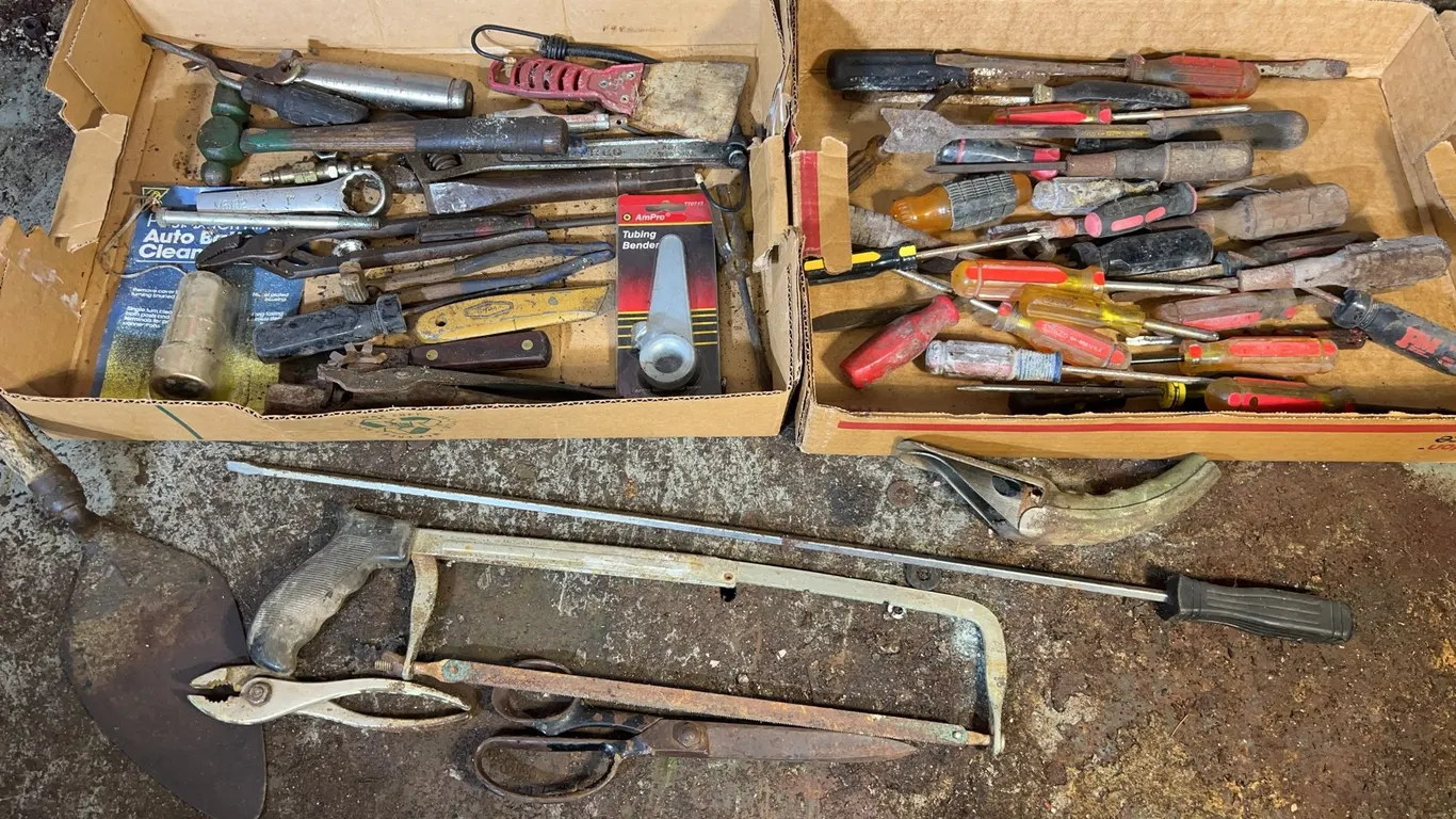 Tools Including Screwdrivers, Wrench, Saw, Tubing Bender, Knives & More