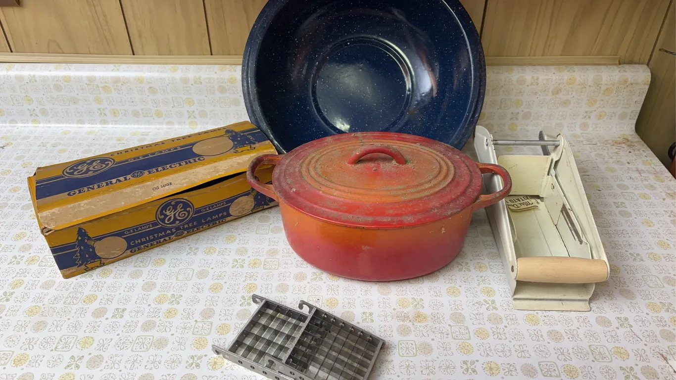 Granite bowl, can crusher & more