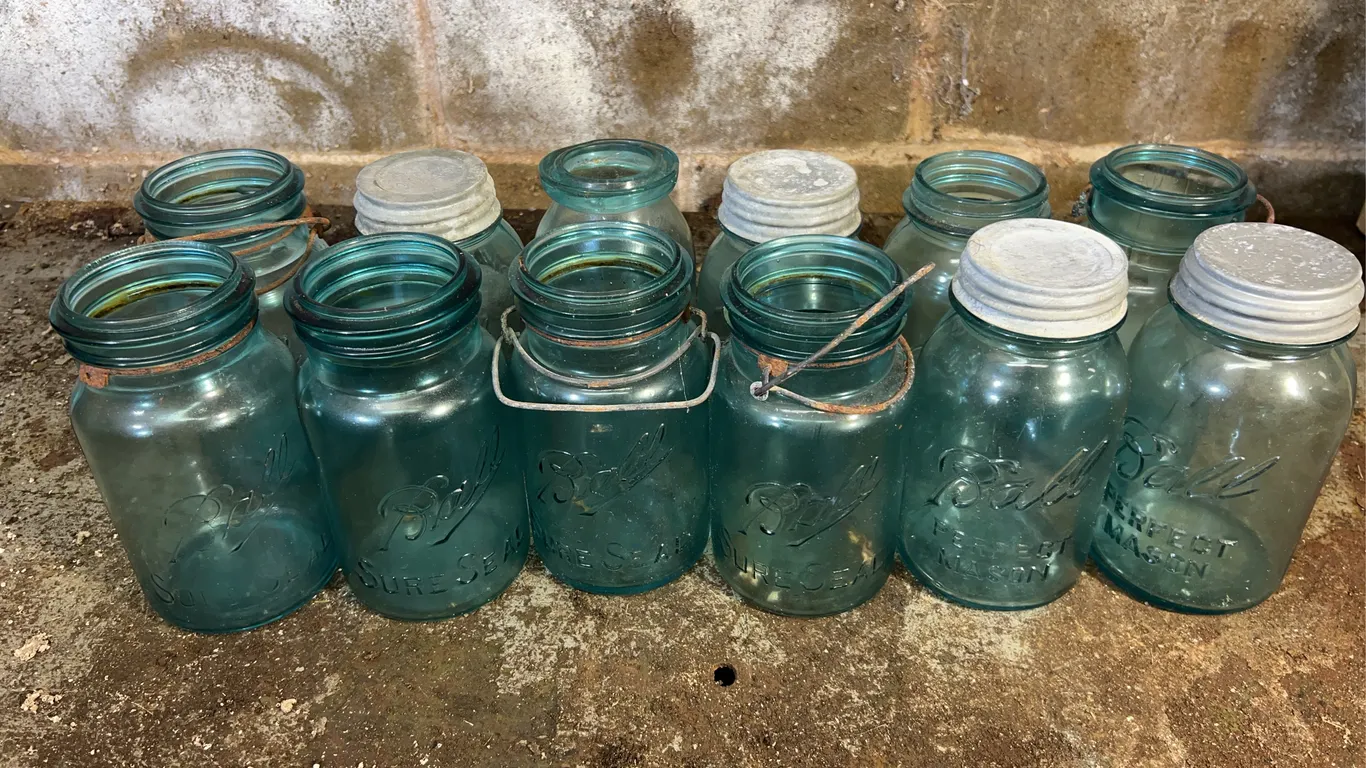 Blue quart jars
