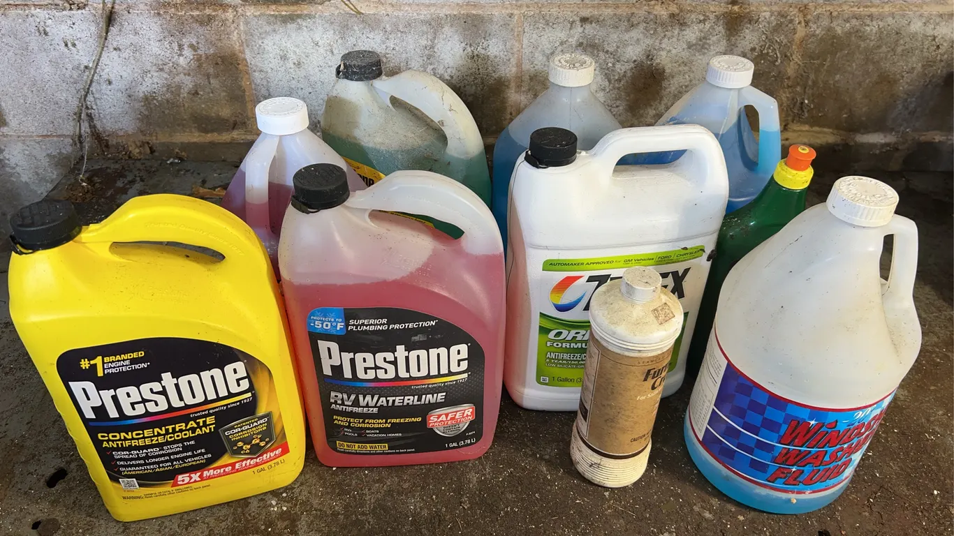 Anti freeze, windshield washer fluid & more