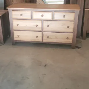 Walnut and wormy maple dresser with mirror