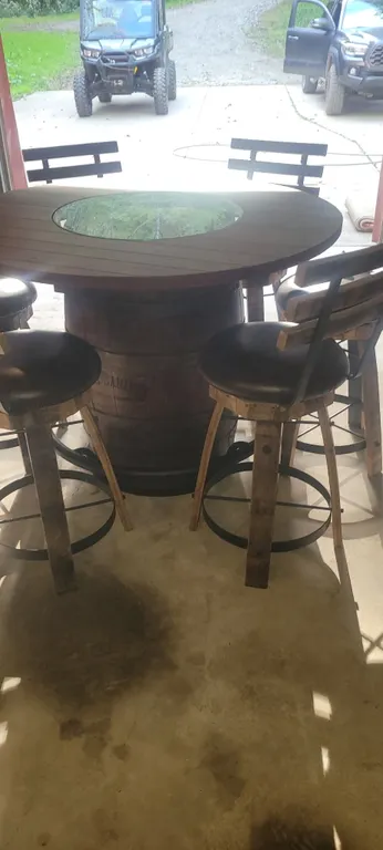 Jack Daniels's Whiskey Barrel Table w/ 6 Chairs