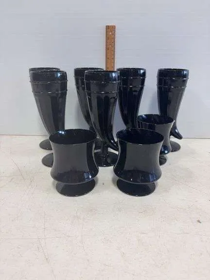 Black horn shaped goblets