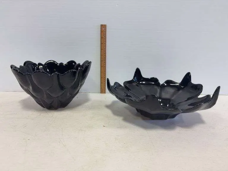 (2) black Tiara bowls
