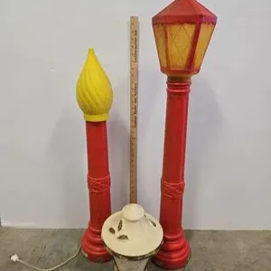 Vintage blow mold candle, lamp posts, & extra shade