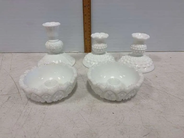 Milk glass candle holders