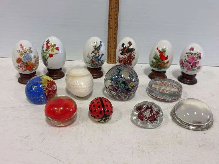 Avon eggs, marble egg, decorative paper weights