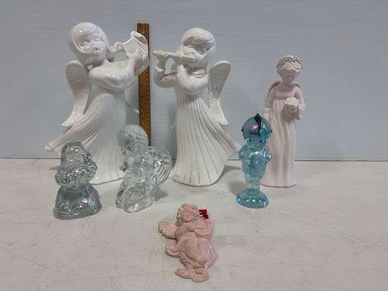 Angel figurines- includes art glass