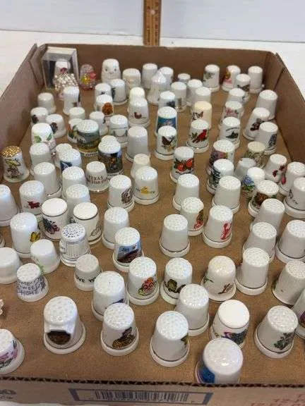 Large collection of 100+ ceramic thimbles