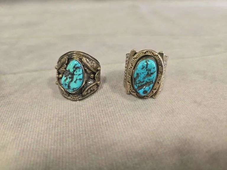 (2) Vintage turquoise rings