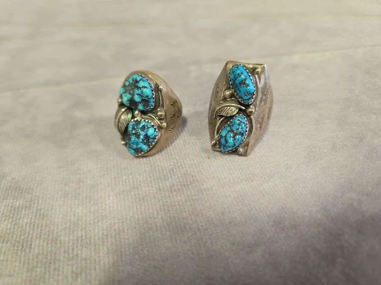 (2) Vintage turquoise rings