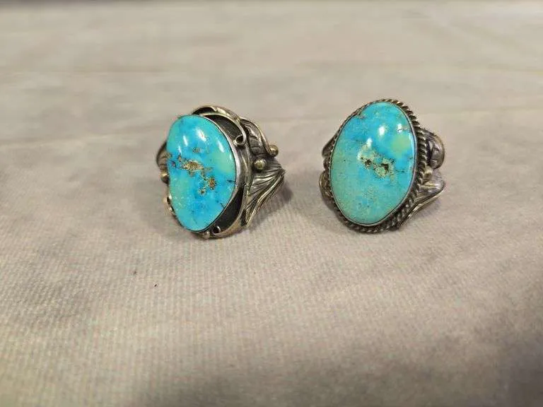 (2) Vintage turquoise rings