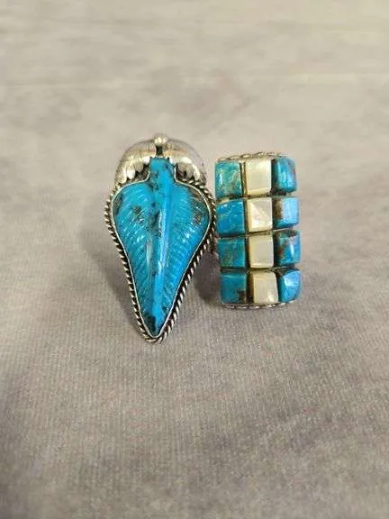 (2) Vintage turquoise rings