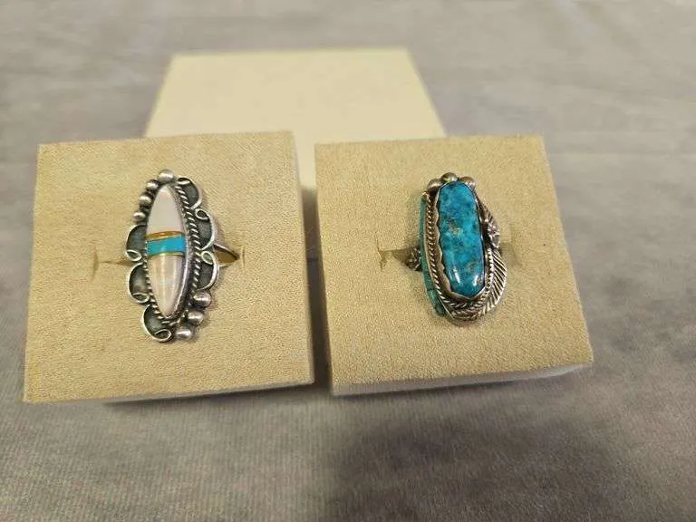 (2) Vintage turquoise rings