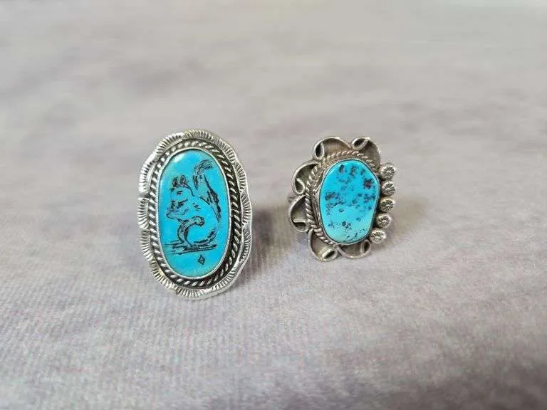 (2) Vintage turquoise rings