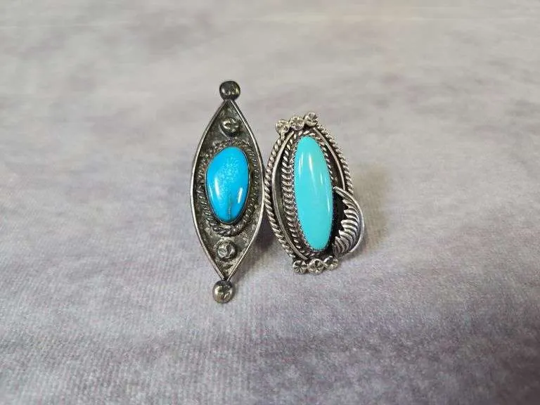 (2) Vintage turquoise rings