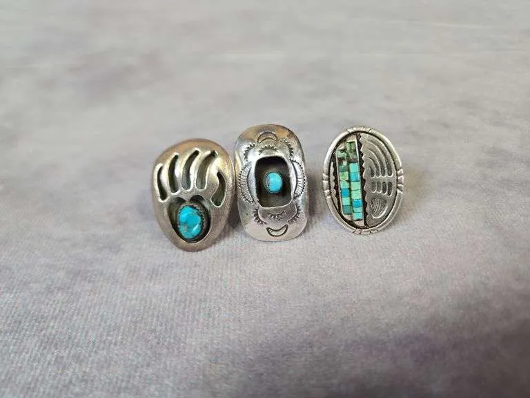 (3) Vintage turquoise rings
