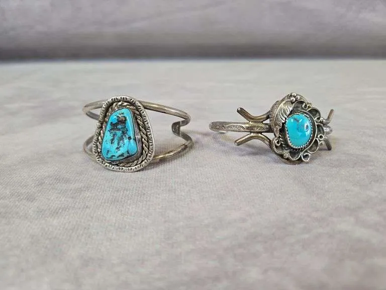 (2) vintage turquoise bracelets