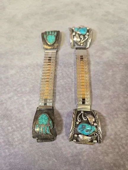 (2) vintage turquoise watch bands
