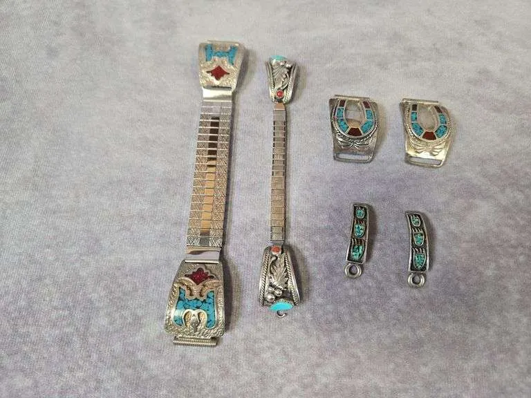 (2) vintage turquoise watch bands & pieces