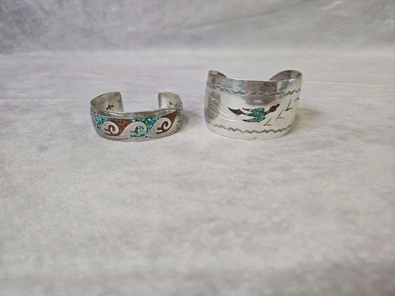 (2) vintage turquoise & coral bracelets