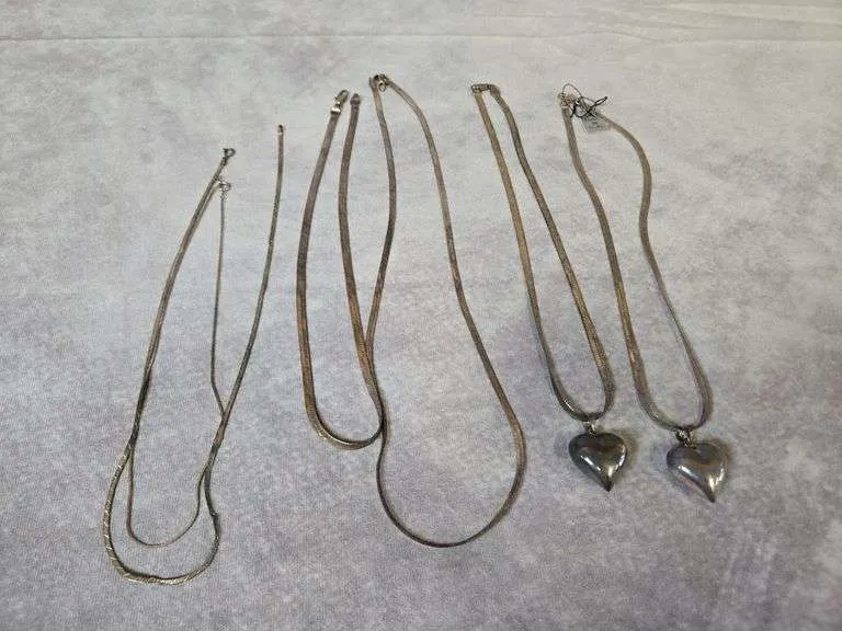 Heart necklaces & chains- all marked 925