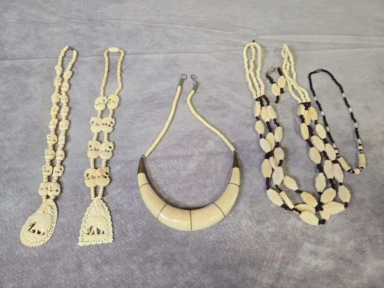 Vintage bohemian bone necklaces & earrings