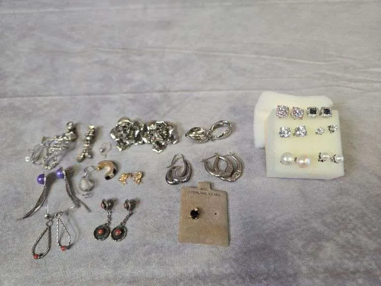 Assortment of earrings- includes marked Sterling & 925