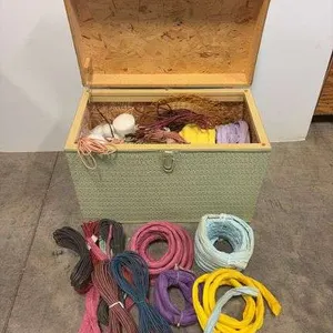 Trunk filled w/ paper capers & misc- 29"x16"x20"