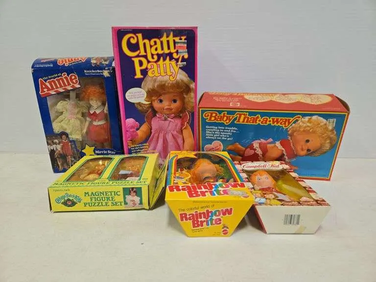 Cabbage Patch magnetic figurine set, Chatty Patty, Campbell Kid, The World of Annie, & more