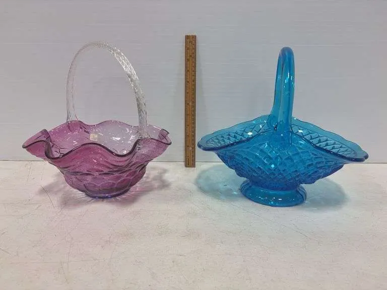 Purple Fenton & blue basket