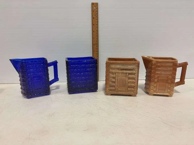 Cobalt blue & chocolate sugar & creamer dishes- missing lids