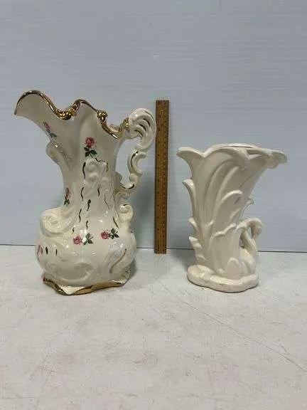 McCoy Pottery swan vase & decorative pitcher