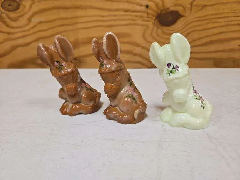 (3) hand painted glass donkies- includes glow
