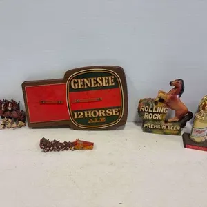 Genesee beer sign, horse decanter & horse figurines