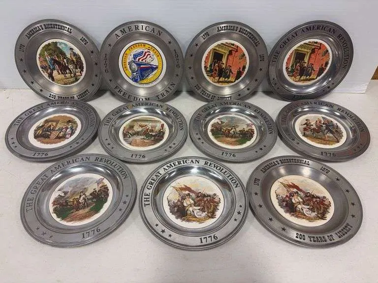 (11) American Bicentennial pewter plates