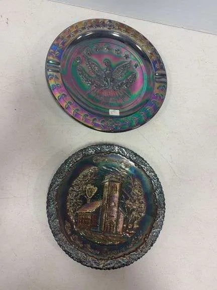 Fenton carnival plate & ash tray