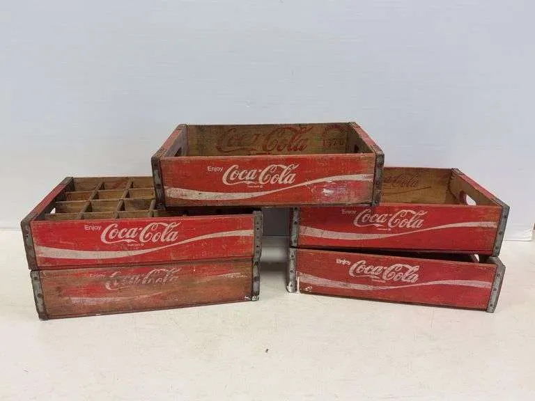 (5) antique wooden Coca-Cola trays