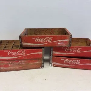 (5) antique wooden Coca-Cola trays